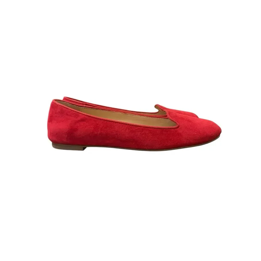 Talbots Size 6 M Womens Bright Red ‎ FRANCESCA SUEDE DRIVING FLATS Shoes Casual